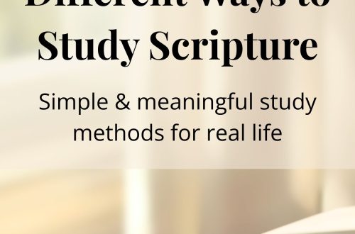 Different ways to study scripture title image with a notebook and pen on a desk, soft neutral background and text about simple and meaningful scripture study methods